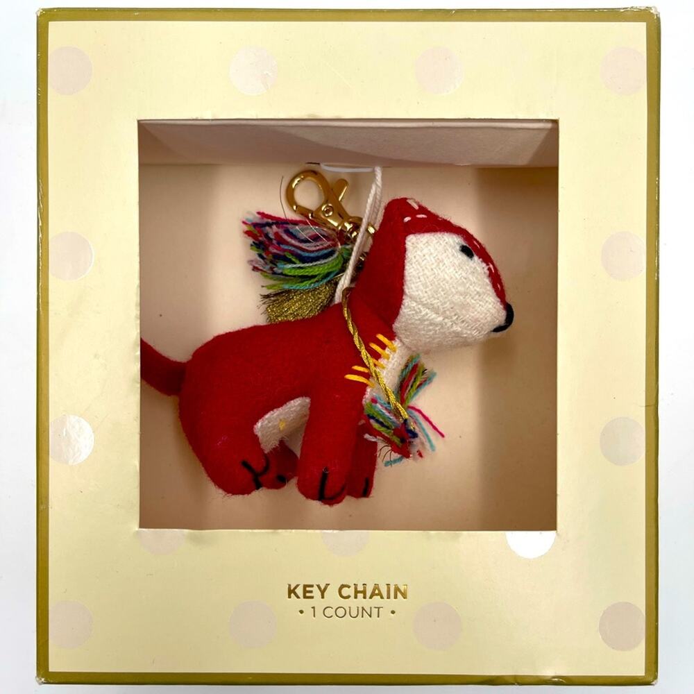 NEW - cute stuffed animal keychain or bag charm red
